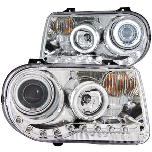 ANZO 121250 2005-2010 fits Chrysler 300C Projector Headlights w/ Halo Chrome (CCFL) G2