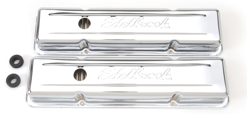 Edelbrock 4449 Valve Cover Signature Series fits Chevrolet 1959-1986 262-400 CI V8 Low Chrome