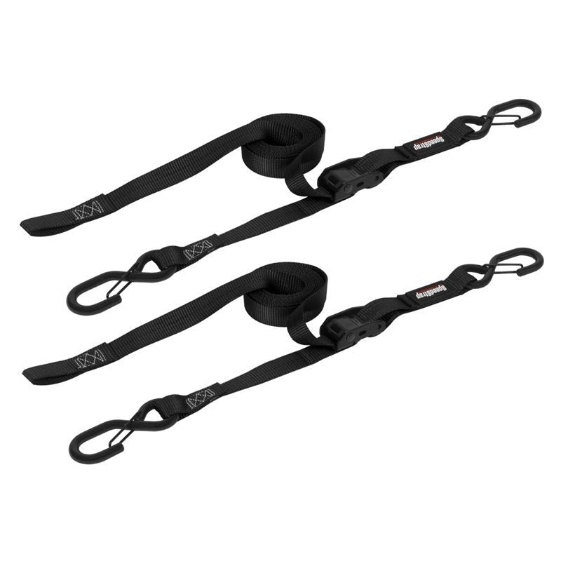 SpeedStrap 12101-2 1In x 10Ft CAM-Lock Tie Down w/ Snap FtSFt Hooks (2 Pack) - Blk
