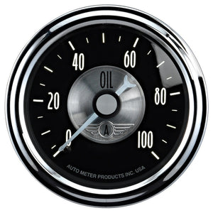 AutoMeter 2022 Autometer Prestige Series Black Diamond 2-1/16in 0-100 PSI Mechanical Oil Pressure Gauge