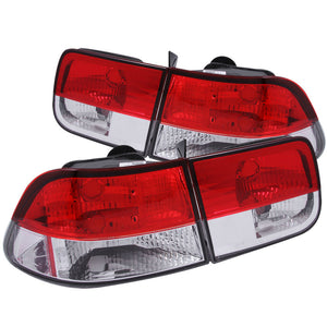 ANZO 221222 1996-2000 fits Honda Civic Taillights Red/Clear