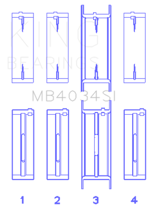 King MB4034SI0.25 fits Ford 232 (Size 0.25) Main Bearing Set