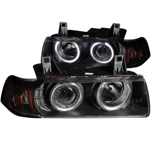 ANZO 121325 1992-1998 fits BMW 3 Series E36 Projector Headlights w/ Halo Black G2 1 pc