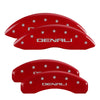MGP 34217SDNLRD 4 Caliper Covers Engraved Front & Rear Denali Red Finish Silver