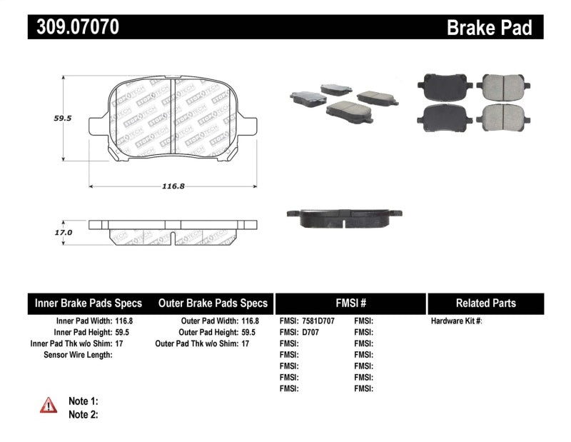 Stoptech 309.0707 Performance Brake Pads