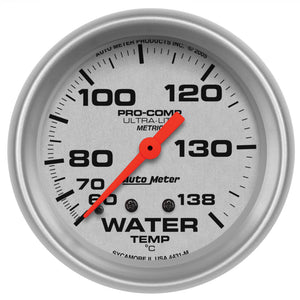 AutoMeter 4431-M Autometer Ultra-Lite 66.7mm Mechanical 60-140 Degree C Water Temperature Gauge w/ 6in Tubing