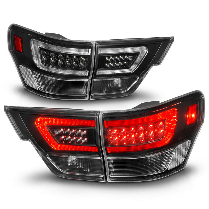 ANZO 311439 fits Jeep 11-13 Grand Cherokee LED Taillights w/ Lightbar Black Housing/Clear Lens 4pcs