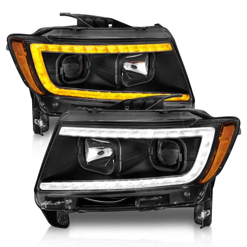 ANZO 111568 fits Jeep 11-13 Grand Cherokee (Factory Halogen Only) Projector Headlights w/Light Bar Swtchbk Black