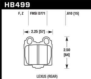 Hawk Performance HB499B.610 Hawk 05-10 fits Lexus SC430 4.3L HPS 5.0 Rear Brake Pads