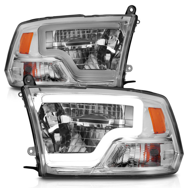 ANZO 111540 2020 fits Dodge 09-20 Ram 1500 Full LED Square Projector Headlights w/ Chrome Housing Chrome Amber