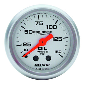 AutoMeter 4323 Autometer Ultra-Lite 52mm 0-150 PSI Mechanical Oil Pressure Gauge