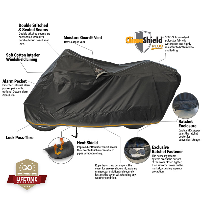 Dowco 52006-02 Touring (Large) WeatherAll Plus Ratchet Motorcycle Cover Black - 3XL