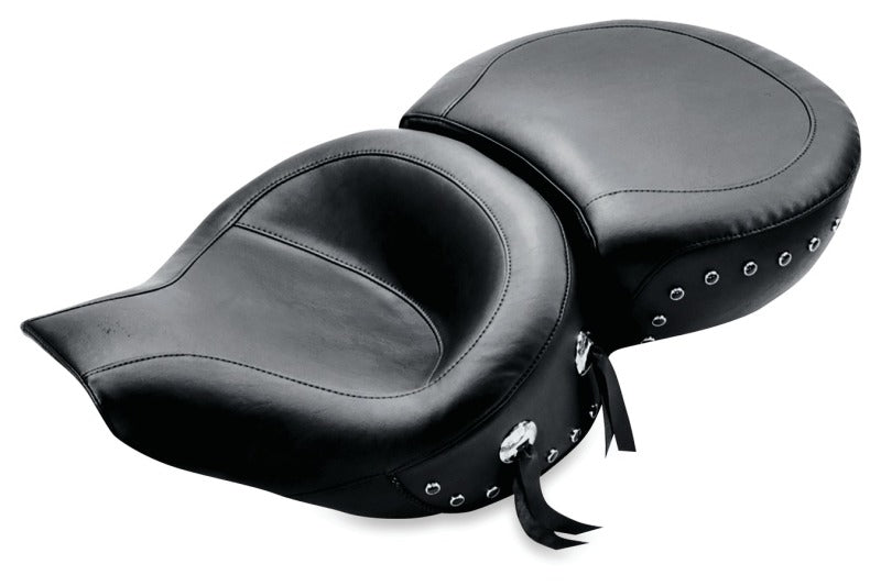 Mustang 75457 Harley Road King Standard Touring 1PC Seat w/Black Pearl Studs - Black