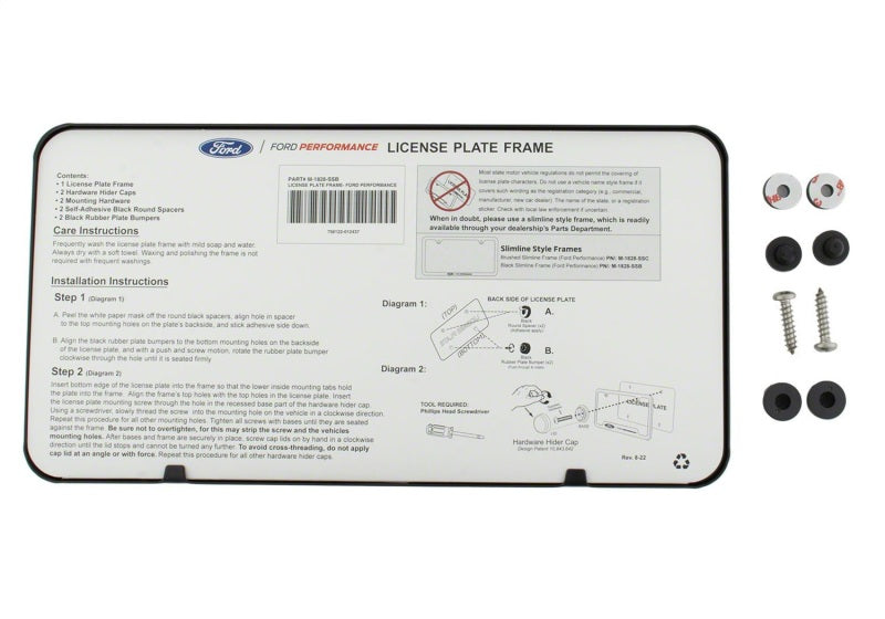 fits Ford Racing M-1828-SSB fits Ford Performance Slim License Plate Frame - Black Stainless Steel