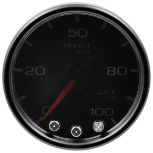 AutoMeter P30552 Autometer Spek-Pro Gauge Boost 2 1/16in 100psi Stepper Motor W/Peak & Warn Blk/Smoke/Blk
