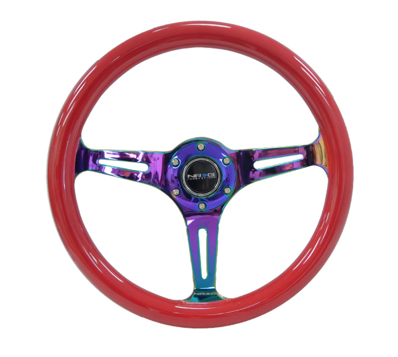 NRG ST-015MC-RD ST-015MC-RD Classic Wood Grain Steering Wheel Red Grip