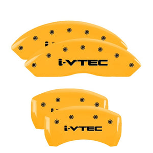 MGP 39024SIVTYL 4 Caliper Covers Engraved Front & Rear I-Vtec Yellow Finish Blac
