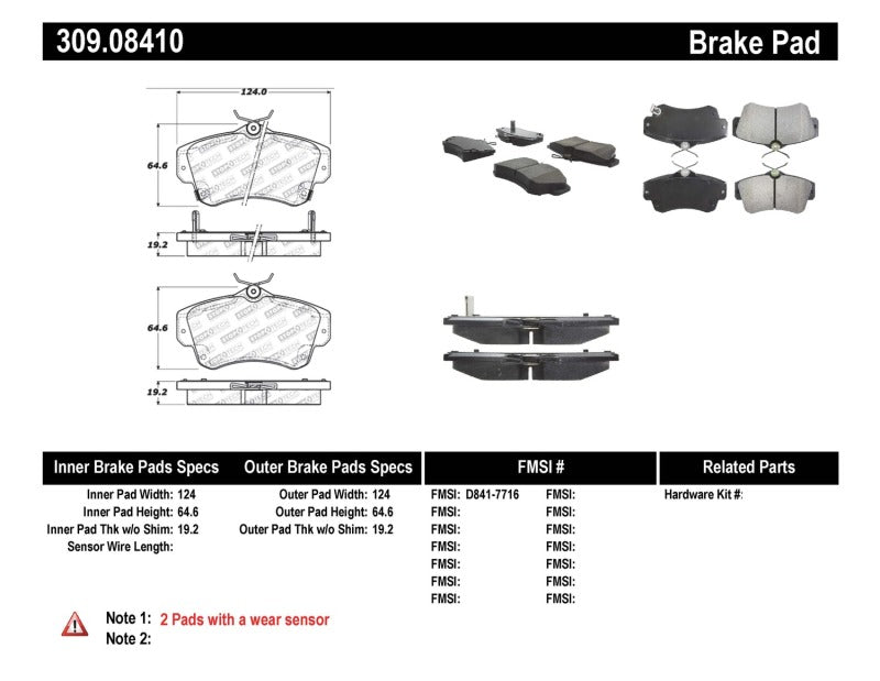 Stoptech 309.0841 Performance 03-05 Dodge SRT-4 Front Brake Pads