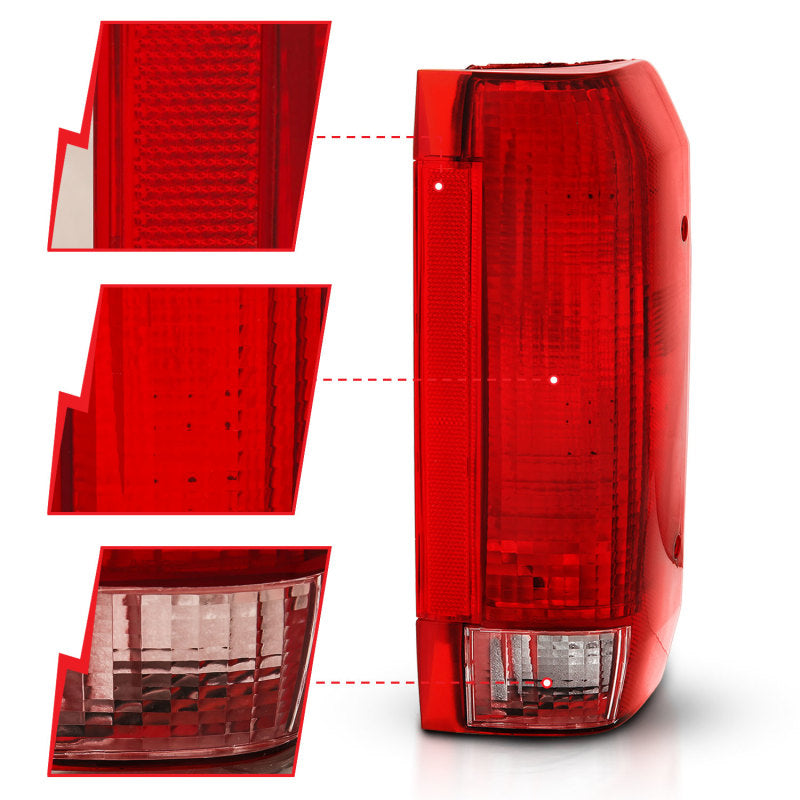 ANZO 311306 1996 fits Ford 92-19 Bronco Taillight Red/Clear Lens (OE Replacement)