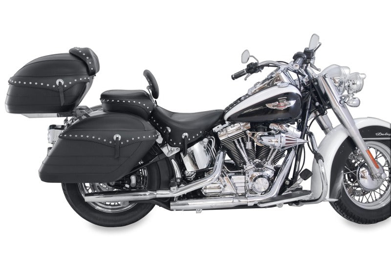 Mustang 79532 Harley Softail Wide Tire(200mm)Wide Tour Solo Seat w/Driver Backrest Studs - Black