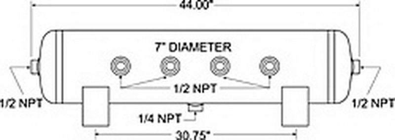 Firestone 9277 Air Tank 20 Gallon 12in. x 44in. (6) 1/2in. NPT Ports 150 PSI Max - Black (WR17609277)