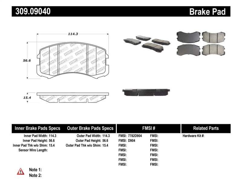 Stoptech 309.0904 Performance Brake Pads