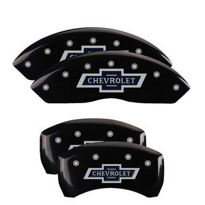 MGP 14247SBANBK 4 Caliper Covers Engraved F & R 100 Anniversary Black Finish Sil