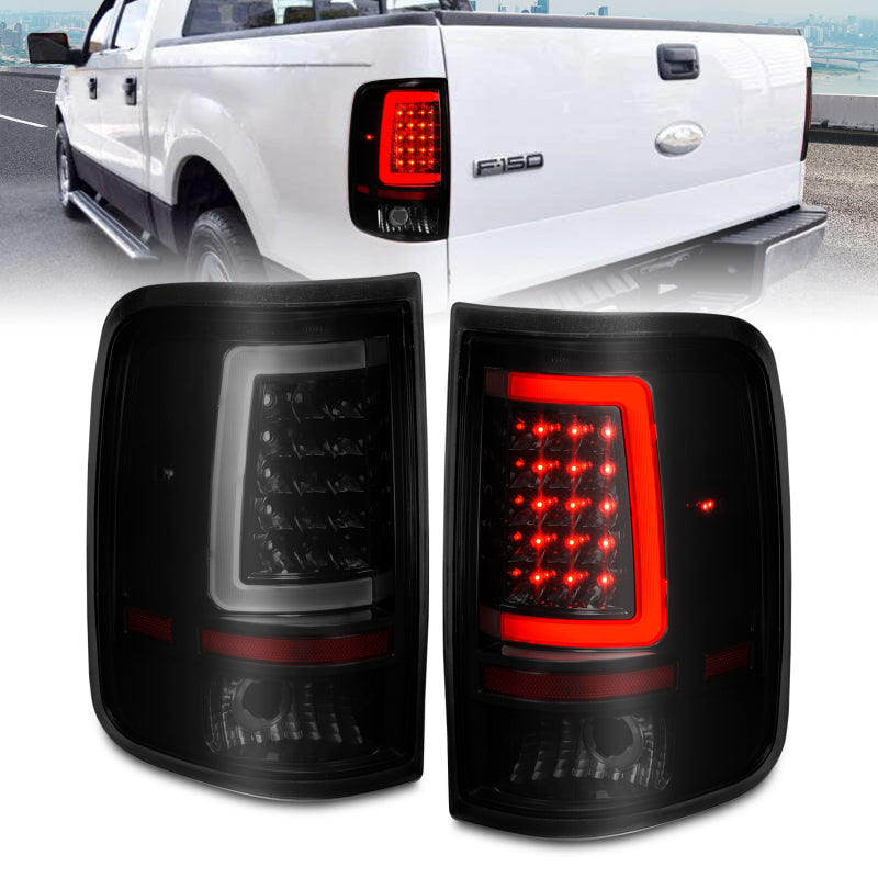 ANZO 311343 2006 fits Ford 04-20 F-150 LED Tail Lights w/ Light Bar Black Housing Smoke Lens