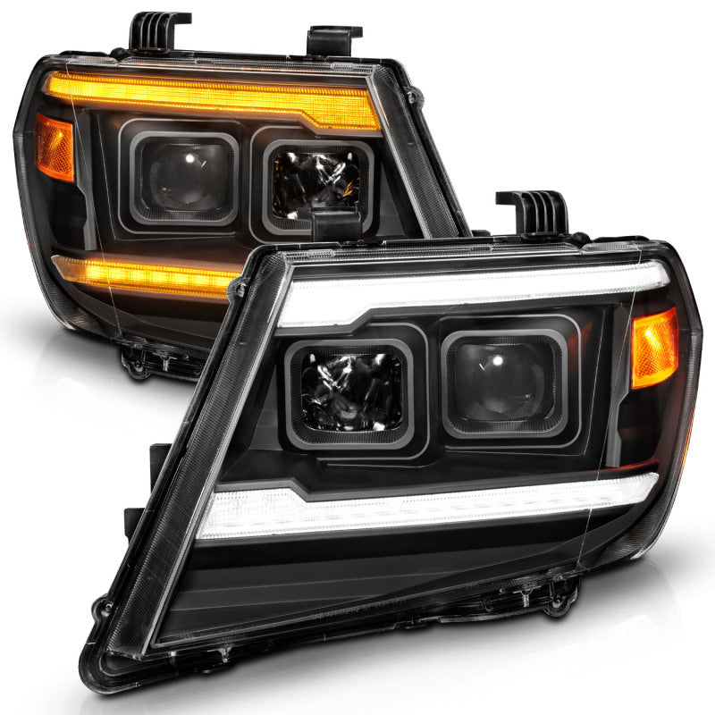 ANZO 111597 fits Nissan 09-20 Frontier Black Projector Plank Style DRL w/ Switchback & Sequential LED DRL