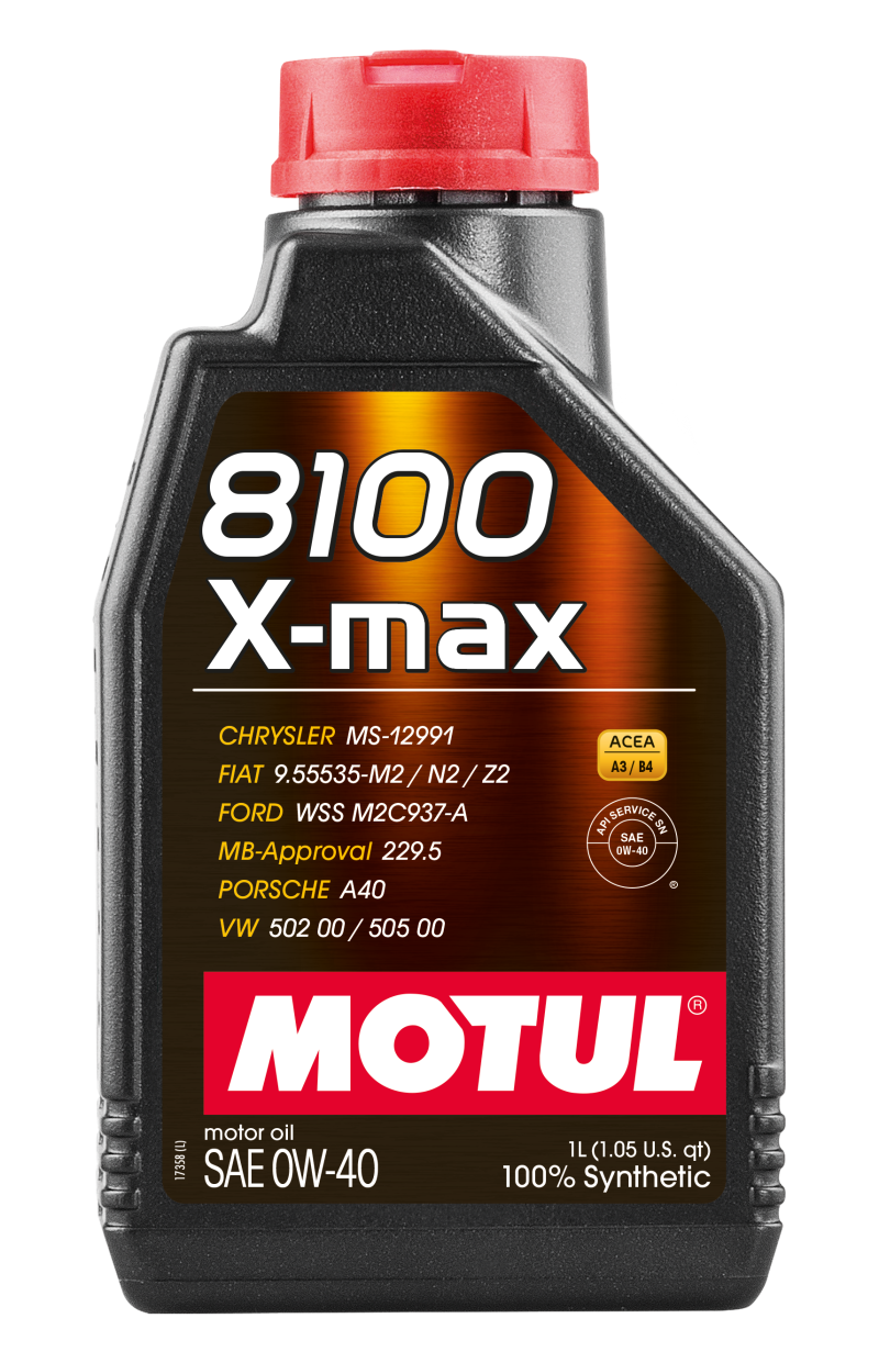 Motul 104531 1L Synthetic Engine Oil 8100 0W40 X-MAX - fits Porsche A40