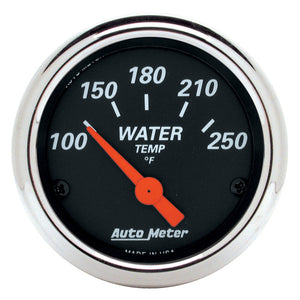 AutoMeter 1436 Autometer Designer Black 2 1/16in 250 Deg F Electronic Water Temp Gauge