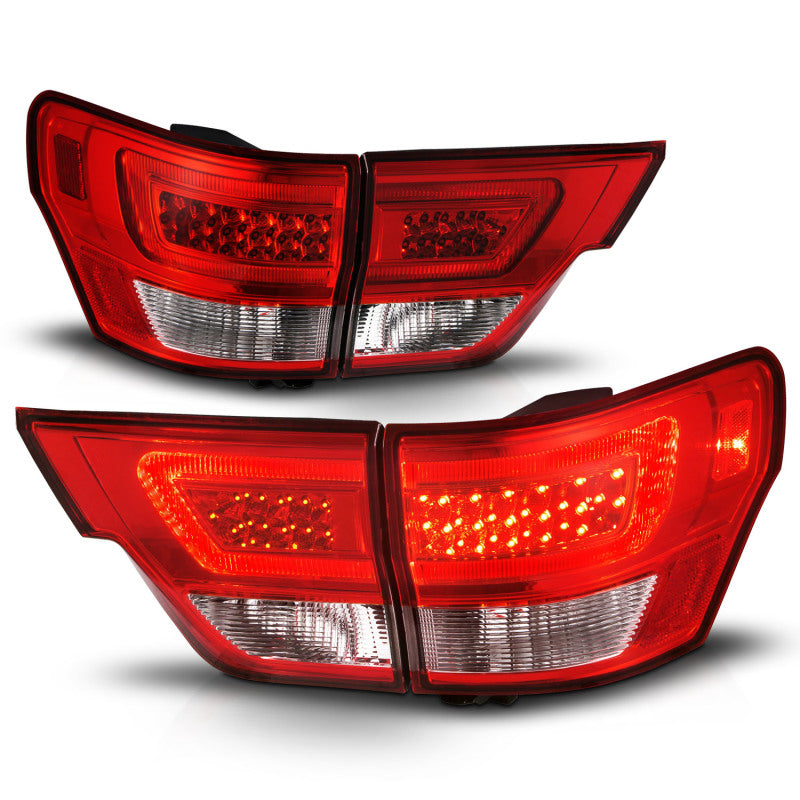 ANZO 311442 fits Jeep 11-13 Grand Cherokee LED Taillights w/ Lightbar Chrome Housing Red/Clear Lens 4pcs