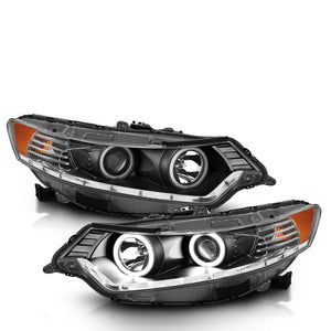 ANZO 121393 2009-2012 fits Acura TSX Projector Headlights w/ Halo Black (CCFL) (HID Compatible)