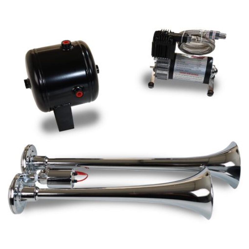 Kleinn HK2 Dual Chrome Horn Kit w/ 120 PSI Air Compressor / 0.5 gal Air Tank