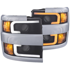 ANZO 111365 Projector Headlights 15-17 fits Chevrolet Silverado 2500HD / 3500HD Black w/ Chrome Rim