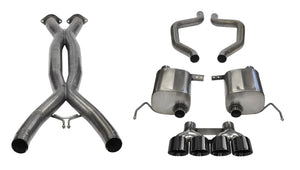 CORSA Performance 14766CBBLK Corsa 15-19 fits Chevy Corvette Z06 3in Cat Back Exhaust Black Pro-Series Quad 4.5in Tip (Xtreme