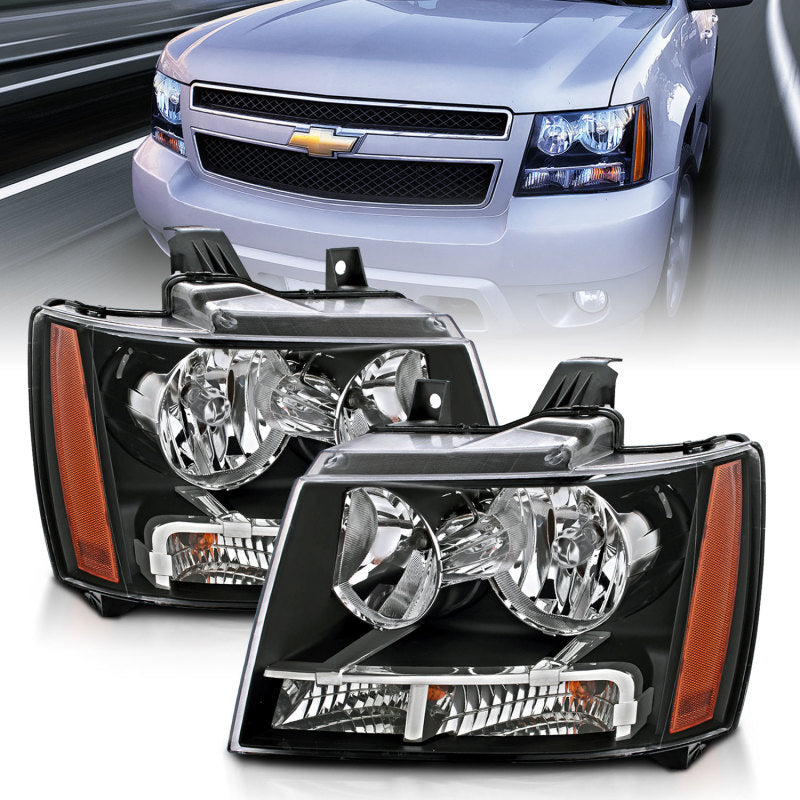 ANZO 111392 2014 fits Chevrolet 07-20 Tahoe/Suburban Crystal Headlights Black