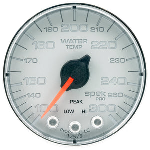 AutoMeter P346218 Autometer Spek-Pro Gauge Water Temp 2 1/16in 300f Stepper Motor W/Peak & Warn Slvr/Chrm