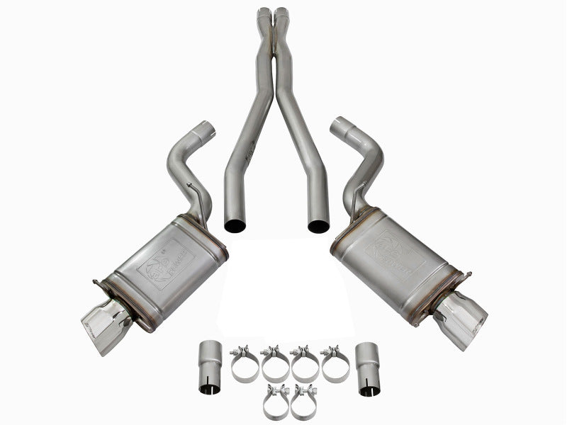 AFE 49-34063-P orce-Xp 3in CB Stainless Steel Dual Exhaust System w/Polished Ti