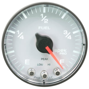 AutoMeter P312128 Autometer Spek-Pro Gauge Fuel Level 2 1/16in 0-270 Programmable Wht/Blk