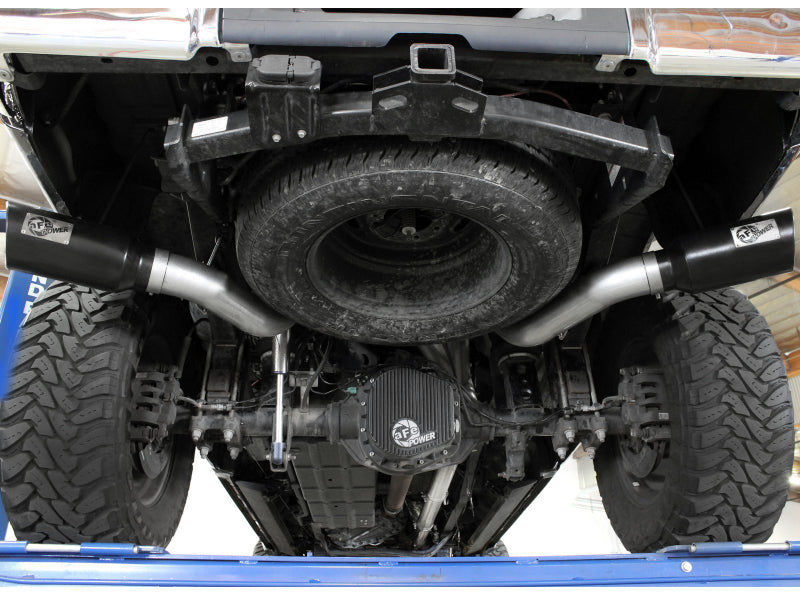 AFE 49-43122-B Bore-HD 4in 409 Stainless Steel DPF-Back Exhaust w/Black Tip 15-