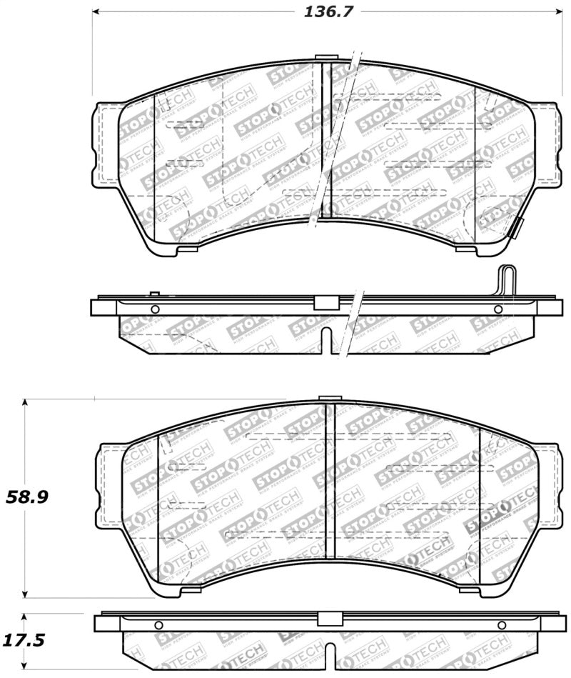 Stoptech 309.1164 Performance 06-10 Ford Fusion / 07-10 Lincoln MKZ / 06-09 Mazda 6 Front Brake Pads