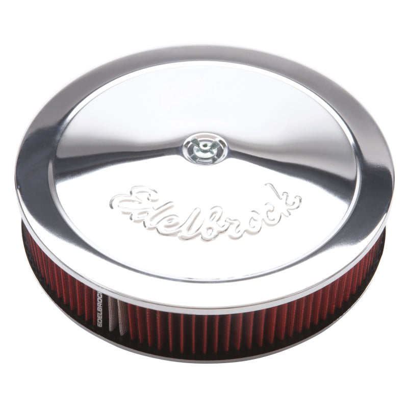 Edelbrock 1224 Air Cleaner Pro-Flo Series Round 14 In Diameter Cloth Element 3/8In Dropped Base Chrome
