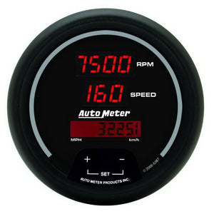 AutoMeter 6387 Autometer Black 85.7mm 8000 RPM/160 MPH or 260 km/h Digital Tach/Speedo Combo Gauge