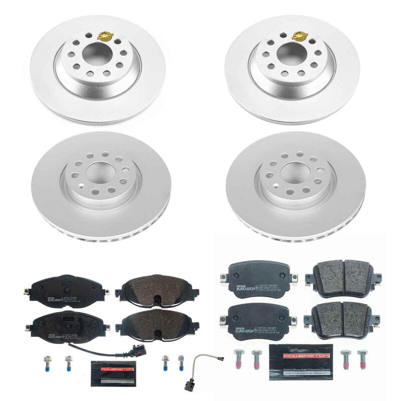 Power Stop ESK7634 17-18 fits Volkswagen Golf Front & Rear Euro-Stop Brake Kit