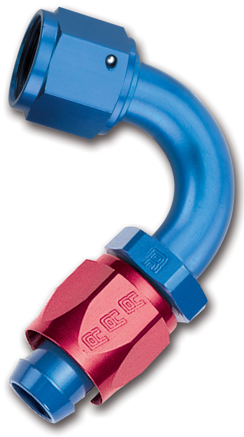 Russell 613400 Performance -6 AN Red/Blue 120 Degree Full Flow Swivel Hose End (With 9/16in Radius)