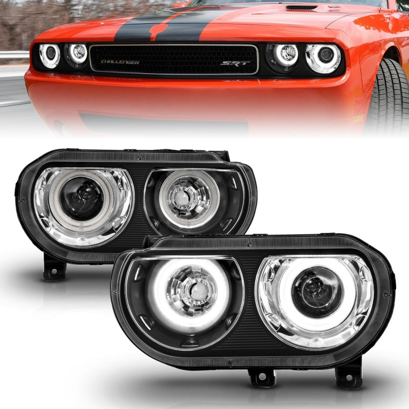 ANZO 121308 2014 fits Dodge 08-20 Challenger Projector Headlights w/ Halo Black (CCFL)