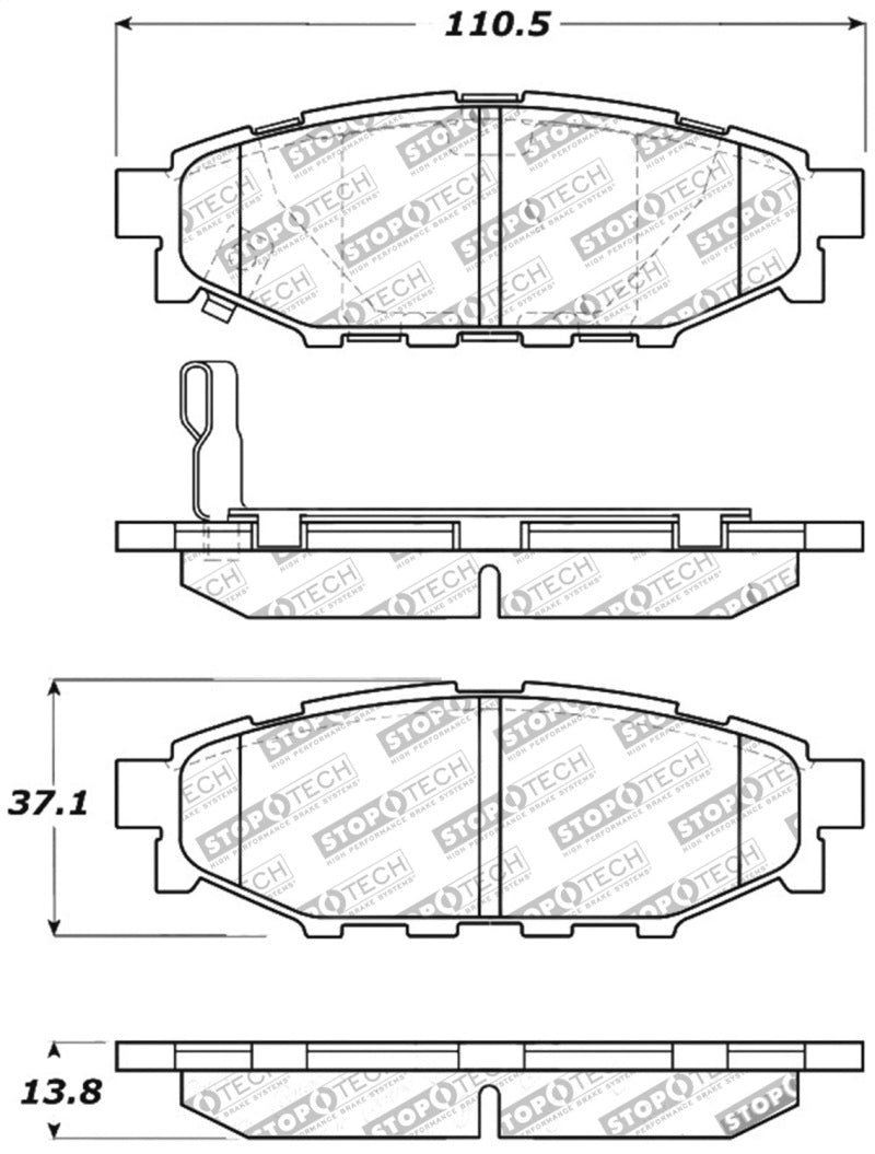 Stoptech 309.1114 Performance 08-10 WRX Rear Brake Pads