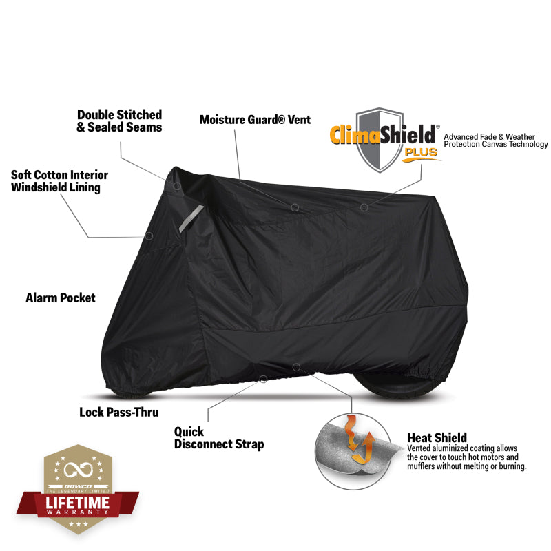 Dowco 51223-00 Cruisers (Small/Medium Models) WeatherAll Plus Motorcycle Cover - Black