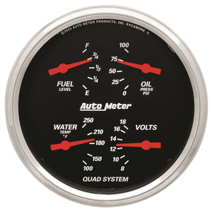 AutoMeter 1419 AutoMeter Gauge Quad 5in. 0 Ohm(e) to 90 Ohm(f)Elec Designer Black